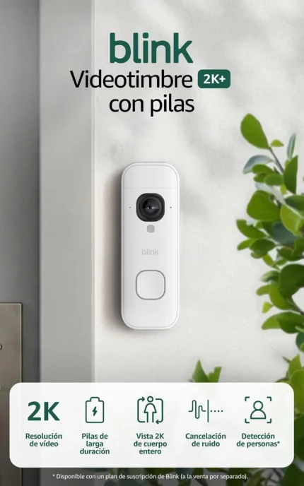 Características principales del timbre inteligente Blink Battery Doorbell 2K+.