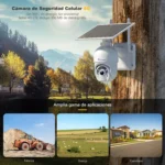 Cámara Ctronics 4G Solar instalada en un poste de madera en exteriores sin WiFi.