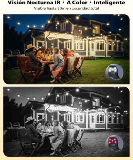 Comparativa de visión nocturna a color con focos LED e infrarroja hasta 30 metros en Ctronics 5MP PTZ