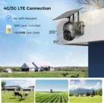 Cámara Ctronics Solar 2.5K conectada por tarjeta SIM 4G LTE con rotación PTZ 355 grados horizontal y 95 vertical
