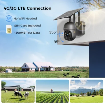 Cámara Ctronics Solar 2.5K conectada por tarjeta SIM 4G LTE con rotación PTZ 355 grados horizontal y 95 vertical