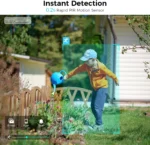Detección instantánea de movimiento PIR en 0.2 segundos con la cámara Ctronics Solar 2.5K en un jardín