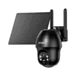 ieGeek 4G LTE cámara solar 360 grados con panel solar sobre fondo blanco