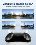 Campo de visión ultra amplio de 180 grados sin distorsiones logrado por el sistema de doble lente.