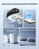 Infografía de opciones de almacenamiento local compatibles con Reolink Argus 4 Elite.