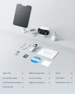 Contenido de la caja Reolink Argus 4 Pro con panel solar y accesorios