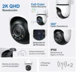 Infografía de especificaciones técnicas de la cámara TP-Link Tapo C520WS.