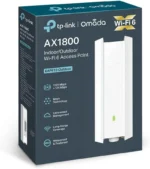 Caja del punto de acceso TP-Link Omada EAP610 Outdoor AX1800 Wi-Fi 6 con especificaciones de protección IP67 y tecnología Mesh.