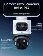 Diseño triple lente Bullet-PTZ de la eufyCam S4 con cámara 4K fija y módulo PTZ 360