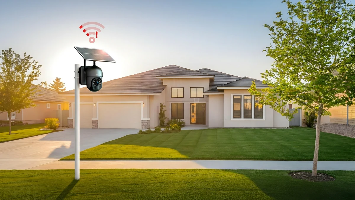 Cámara de seguridad se desconecta del WiFi mostrando pérdida de señal en vivienda exterior