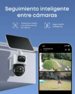 Aplicación móvil eufy Security mostrando la vista doble en directo de la eufy Security SoloCam S4.