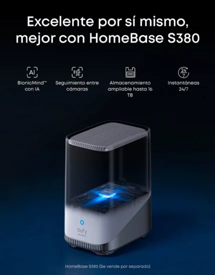 eufyCam S4 compatible con HomeBase S380 para almacenamiento ampliable y seguimiento entre cámaras