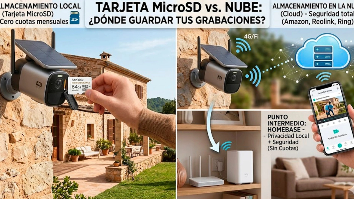 Tarjeta MicroSD vs nube para almacenar las grabaciones de cámaras de seguridad.