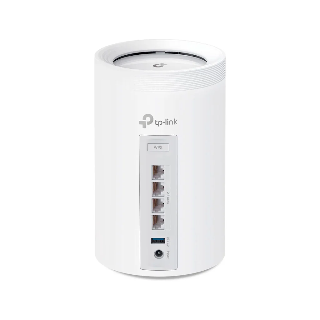 TP-Link Deco BE65 Nodo Individual Vista Trasera Nodo del sistema Mesh Wi-Fi 7 TP-Link Deco BE65 con puertos Ethernet traseros