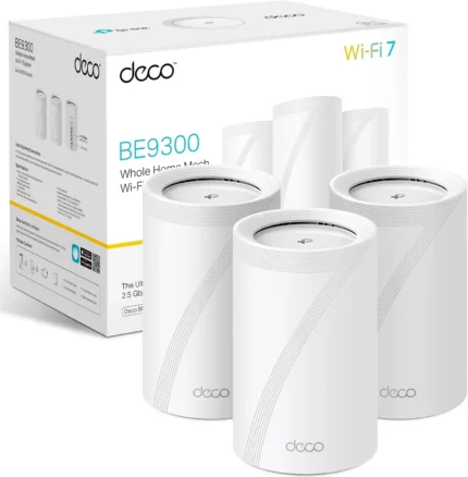 Sistema Mesh TP-Link Deco BE65 BE9300 paquete de 3 unidades y caja comercial