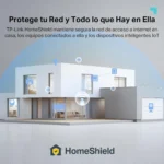 Escudo de seguridad TP-Link HomeShield protegiendo red doméstica y dispositivos IoT en la vivienda