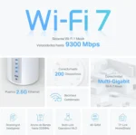 Infografía de especificaciones clave del sistema Mesh Wi-Fi 7 TP-Link Deco BE65