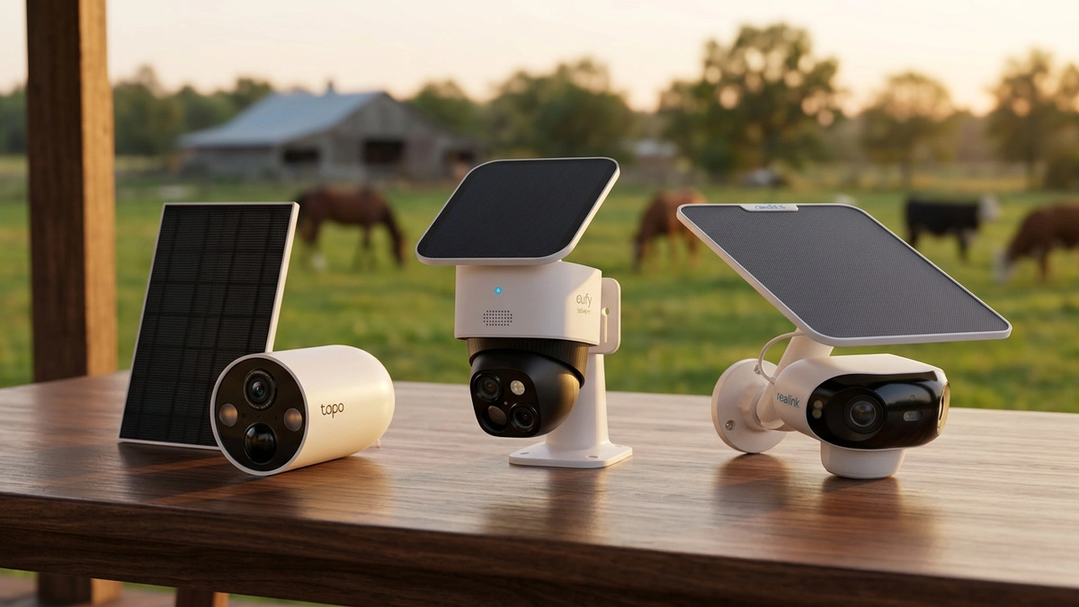 Cámara de seguridad sin cuotas con panel solar integrada en entorno rural
