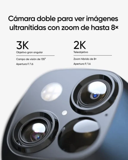 Sistema de doble lente 3K gran angular y teleobjetivo 2K de la eufy Security SoloCam S340.