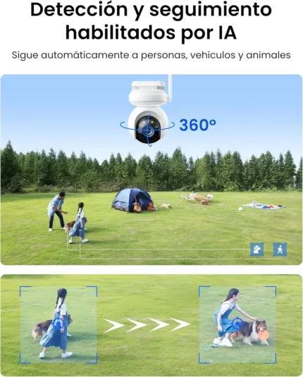 Seguimiento automático IA y cobertura PTZ 360 grados en Reolink Altas Go PT