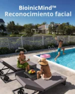Aplicación de reconocimiento facial BionicMind de eufy HomeBase 3 identificando a una persona junto a la piscina.
