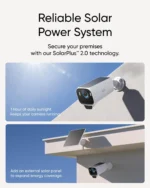 Instalación de cámara solar eufyCam S3 Pro en tejado con panel solar secundario de respaldo.